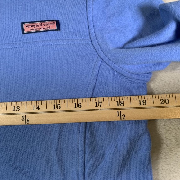 Vineyard Vines Pullover Womens Medium Blue Shep Sweater 1/4 Zip Gingham Patch - Picture 4 of 10
